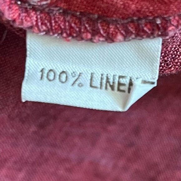 Mara Gibbucci 100% Linen Oversized Tank Size Large Red Striped Pockets Lagenlook - Picture 10 of 11